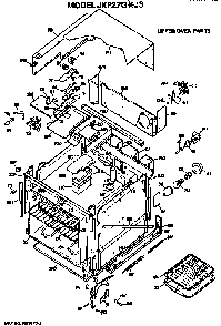Upper Oven Diagram and Parts List for JKP27GJ3  General Electric Wall Oven