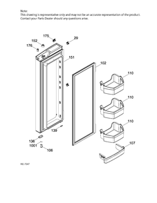 FRESH FOOD DOOR - RH Diagram and Parts List for PNE21KGKBKBB  General Electric Refrigerator