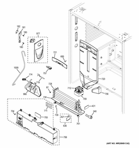 Fresh Food Section Diagram and Parts List for PWE23KGDDWW  General Electric Refrigerator