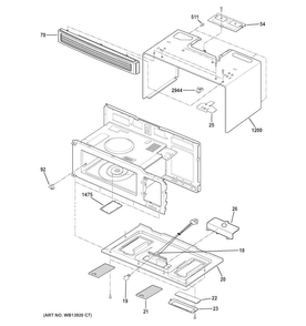 Oven Cavity Parts Diagram and Parts List for JVM3150SF1SS  General Electric Microwave