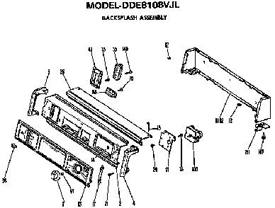 Backsplash For Dde8180vjl Only Diagram and Parts List for DDE8100DBL  General Electric Dryer
