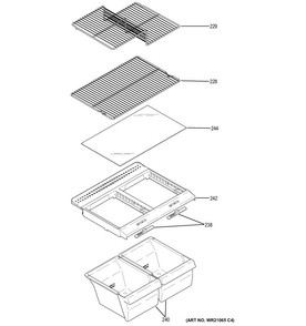Fresh Food Shelves Diagram and Parts List for GIE16DGHHRBB  General Electric Refrigerator