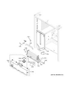 Fresh Food Section Diagram and Parts List for GWE23GENCDS  General Electric Refrigerator