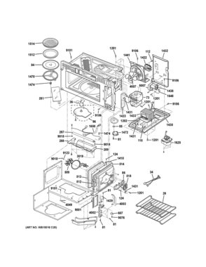 INTERIOR PARTS 1 Diagram and Parts List for PSA9240SF4SS  General Electric Range