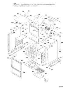 BODY PARTS Diagram and Parts List for JCAP760WM3WW  General Electric Range