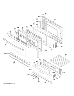 DOOR DRAWER PARTS Diagram and Parts List for JGBS60DLK2WW  General Electric Range