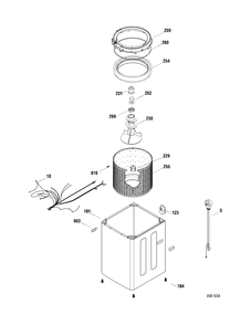 CABINET & INTERIOR TUB Diagram and Parts List for MHDSR165F00WW  General Electric Washer