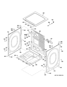 Cabinet & Top Panel Diagram and Parts List for GFD49GRSK0WW  General Electric Dryer