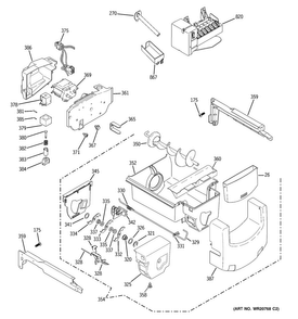 Ice Maker & Dispenser Diagram and Parts List for PSE29KSECCSS  General Electric Refrigerator