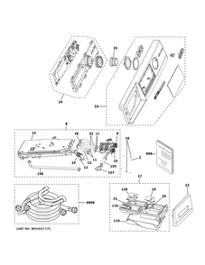 Controls And Dispenser Diagram and Parts List for GFQ14ESSN1WW  General Electric Washer Dryer Combo