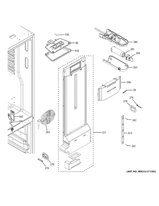 Part Location Diagram of WR14X30929 GE CENTER TRACK