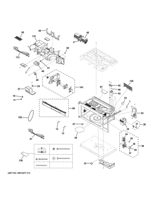 Oven Cavity Parts 1 Diagram and Parts List for CVM517P3M1D1  General Electric Microwave