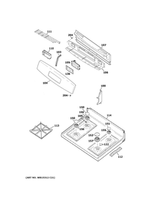 Control Panel And Cooktop Diagram and Parts List for JGBS60DEK6BB  General Electric Range