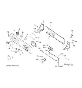 Controls & Backsplash Diagram and Parts List for GLWN2800D2WS  General Electric Washer