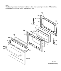 LOWER DOOR Diagram and Parts List for CCGS990SET4SS  General Electric Range