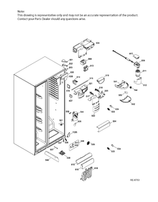 Part Location Diagram of WR01F00704 GE DIVERTER OVERFLOW