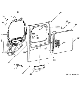 Part Location Diagram of WE20X20322 GE Dryer front panel