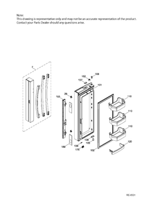 FF DOOR LT Diagram and Parts List for PNE25JGKAKWW  General Electric Refrigerator