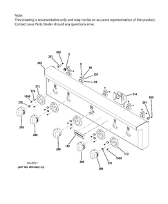 CONTROL PANEL Diagram and Parts List for ZGU364NDP7SS  General Electric Range