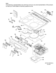 CONTROL PANEL & COOKTOP Diagram and Parts List for CCHS985SEL1SS  General Electric Range