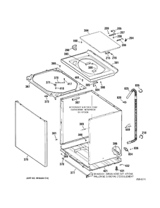 CABINET & COVER Diagram and Parts List for 57481DCWW  General Electric Washer