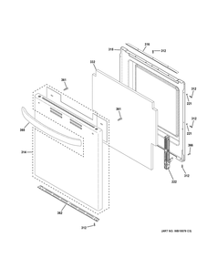 Part Location Diagram of WB56X45646 GE WHITE DOOR & FOIL ASM