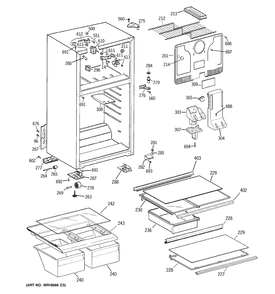 CABINET Diagram and Parts List for MTS17GBSBRWW  General Electric Refrigerator