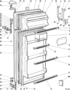 DOOR ASSEMBLY Diagram and Parts List for 32231-1  General Electric Refrigerator