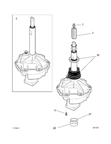 TRANSMISSION Diagram and Parts List for MEX731CAS0  General Electric Washer