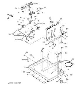 Gas & Burner Parts Diagram and Parts List for JGP940BEK6BB  General Electric Cooktop