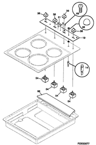 CONTROL PANEL & COOKTOP Diagram and Parts List for GCF3100SB-4  General Electric Range
