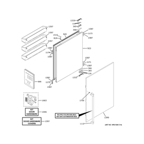 Refrigerator Door 1 Diagram and Parts List for CIC36RP2VDS1  General Electric Refrigerator