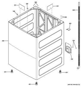 Cabinet Diagram and Parts List for GTW460AMJ3WW  General Electric Washer