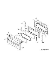 Upper Door Diagram and Parts List for PGS950SEF1SS  General Electric Range