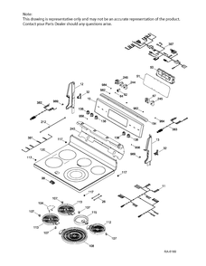 CONTROL PANEL & COOKTOP Diagram and Parts List for PCB940EK1ES  General Electric Range