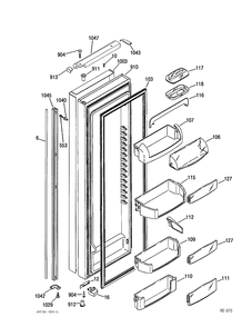 REFRIGERATOR DOOR Diagram and Parts List for PSI23SGMBKBS  General Electric Refrigerator