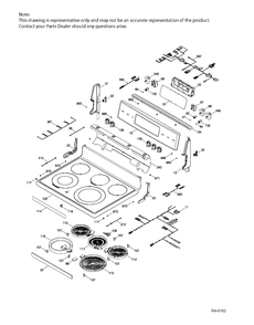CONTROL PANEL & COOKTOP Diagram and Parts List for JCB840EK1ES  General Electric Range