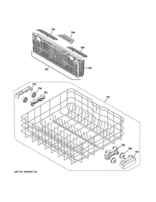 Lower Rack Assembly Diagram and Parts List for GDF510PMD6SA  General Electric Dishwasher