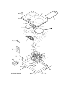 Control Panel & Cooktop Diagram and Parts List for CHP9530SJ2SS  General Electric Cooktop