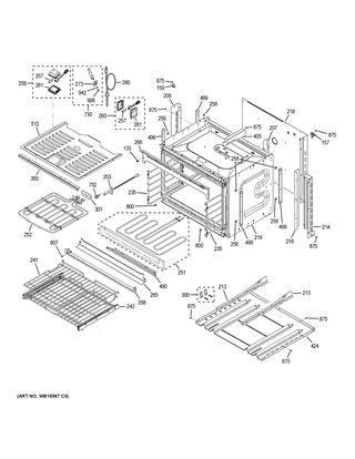 Lower Oven Diagram and Parts List for PT7550DF9WW  General Electric Wall Oven