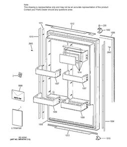 DOOR Diagram and Parts List for ZIR360NHARH  General Electric Refrigerator