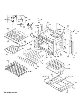 Lower Oven Diagram and Parts List for CT9550SH7SS  General Electric Wall Oven