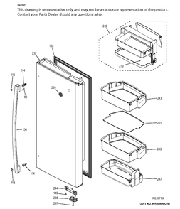 FF DOOR RH Diagram and Parts List for PYE22PMKBES  General Electric Refrigerator