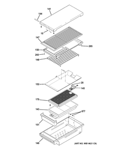 GRILL ASSEMBLY Diagram and Parts List for ZGU486NRP7SS  General Electric Range