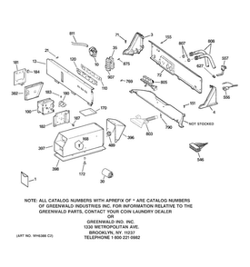 Controls & Backsplash Diagram and Parts List for WMCD2050J2WC  General Electric Washer