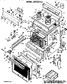 Replacement Parts Diagram and Parts List for JBP24GN2  General Electric Range