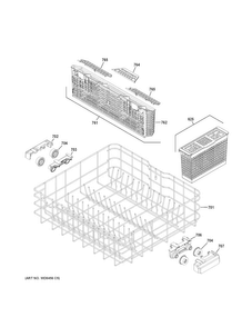 Lower Rack Assembly Diagram and Parts List for GDF520PGD6BB  General Electric Dishwasher