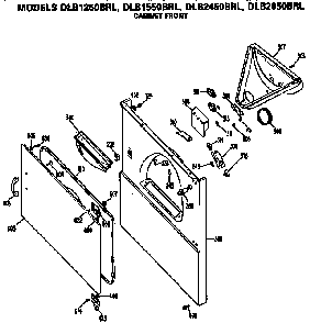 Cabinet Front Diagram and Parts List for DLB2650BRL  Hotpoint Dryer