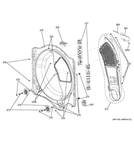 Rear Roller Support Diagram and Parts List for GTD81ESPJ0MC  General Electric Dryer