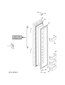 Freezer Door Diagram and Parts List for CSB42WP2NKS1  General Electric Refrigerator